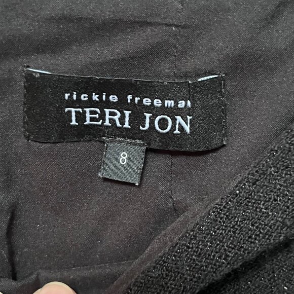 Rickie Freeman Teri Jon Black White‎ Stripe Short Sleeve Wool Fitted Dress Sz 8 - Picture 6 of 7